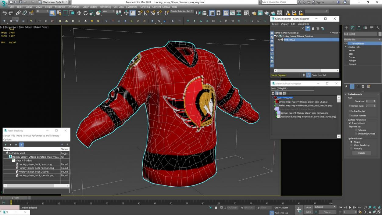 Hockey Jersey Ottawa Senators 3D model