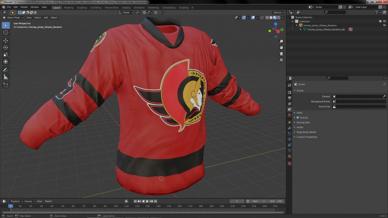 Hockey Jersey Ottawa Senators 3D model