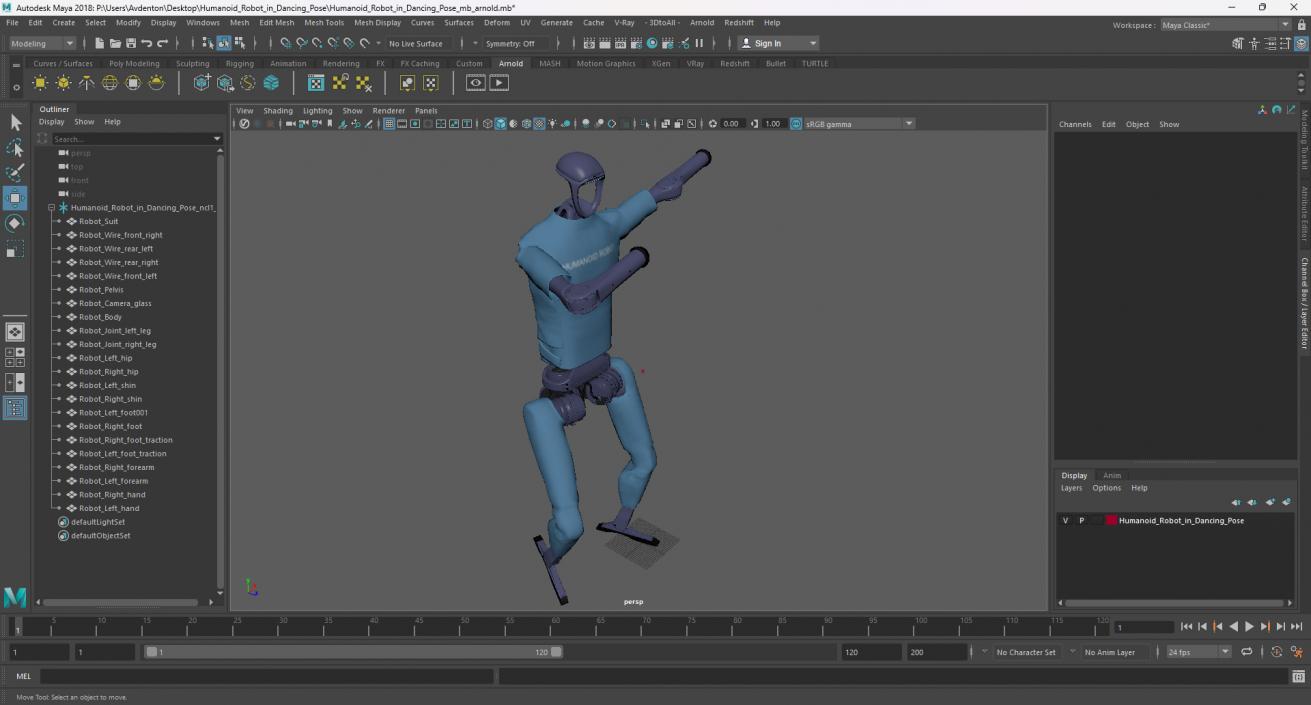 3D model Humanoid Robot in Dancing Pose