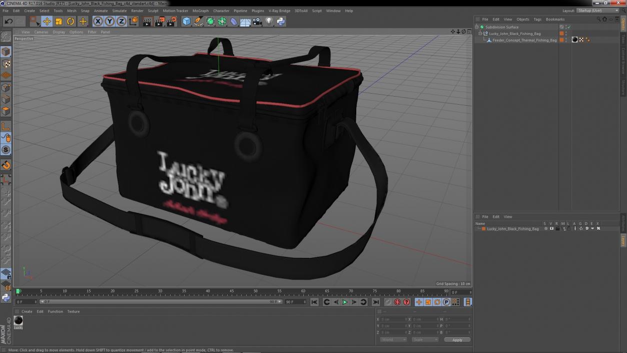 3D Lucky John Black Fishing Bag model