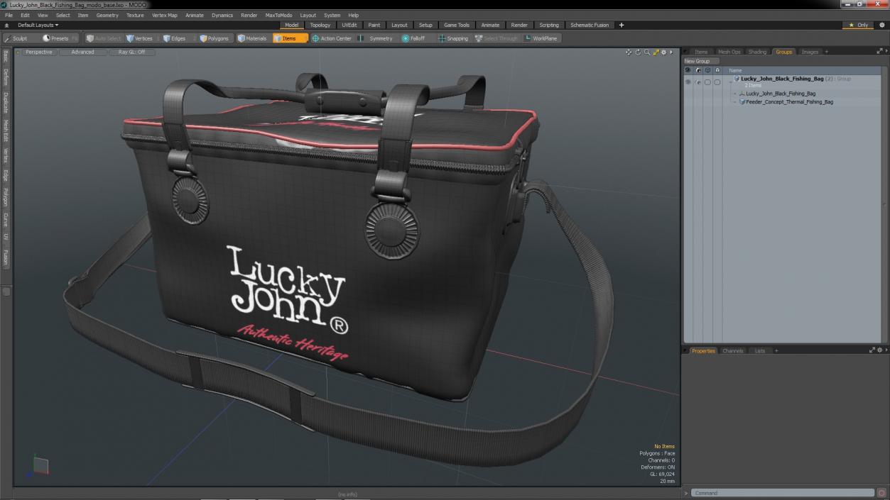 3D Lucky John Black Fishing Bag model