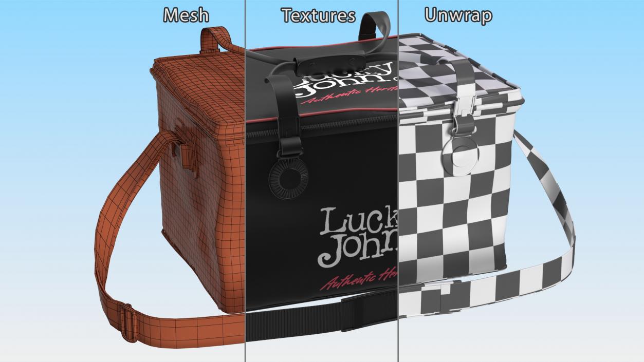 3D Lucky John Black Fishing Bag model