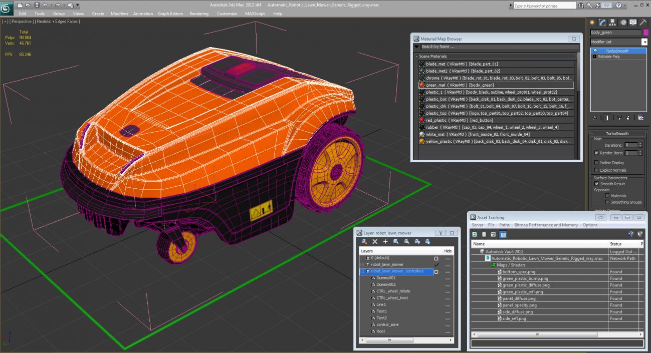 3D Automatic Robotic Lawn Mower Generic Rigged model