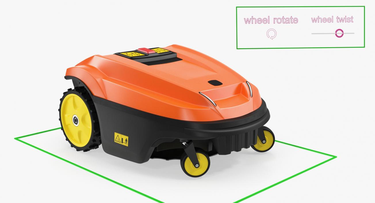 3D Automatic Robotic Lawn Mower Generic Rigged model