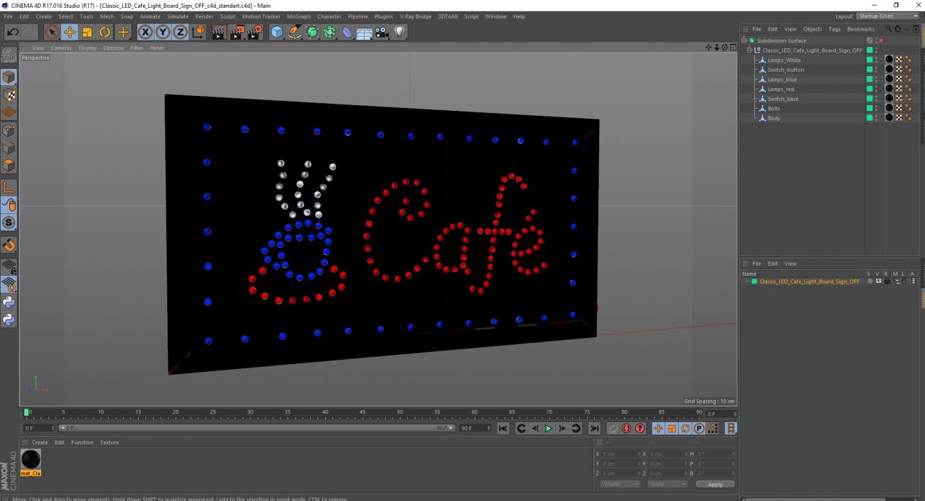 Classic LED Cafe Light Board Sign OFF 3D