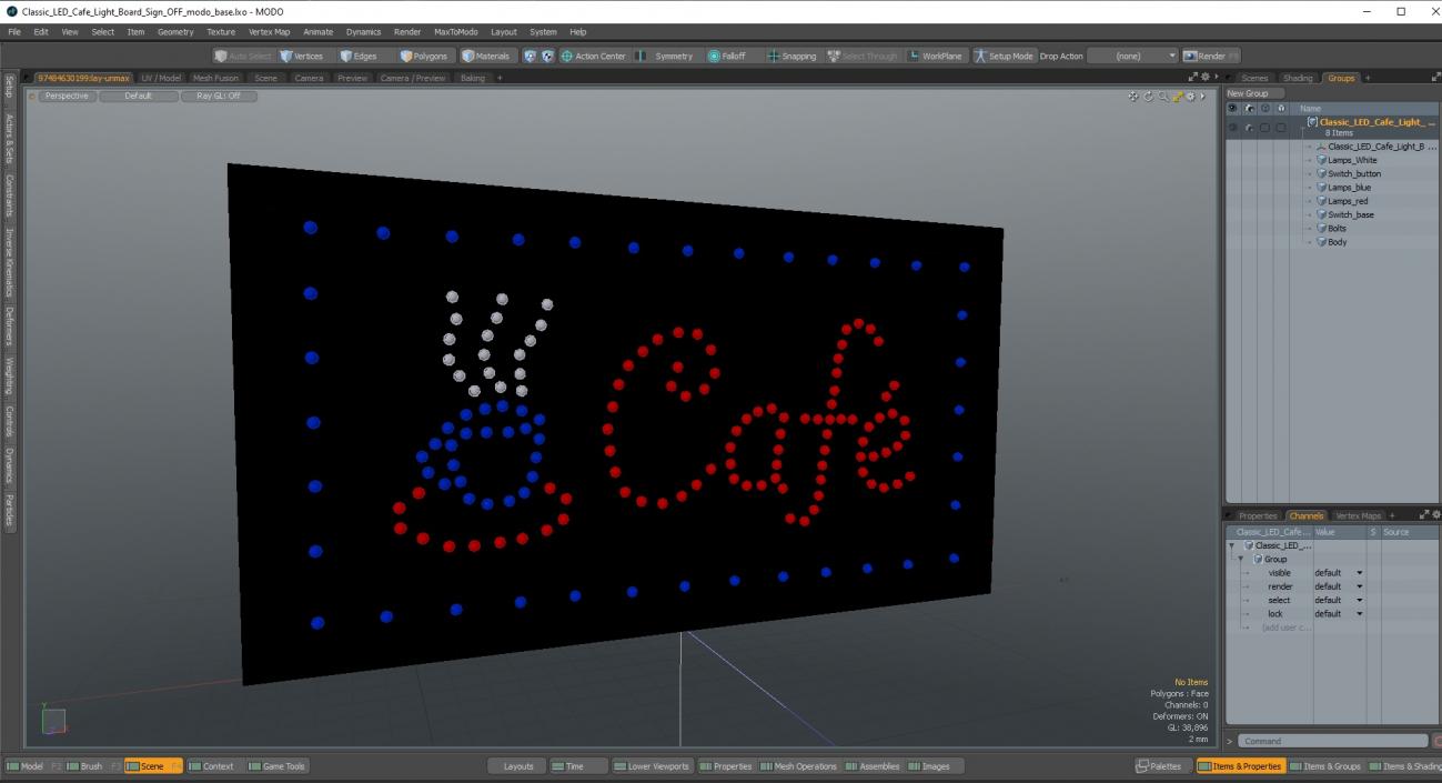 Classic LED Cafe Light Board Sign OFF 3D