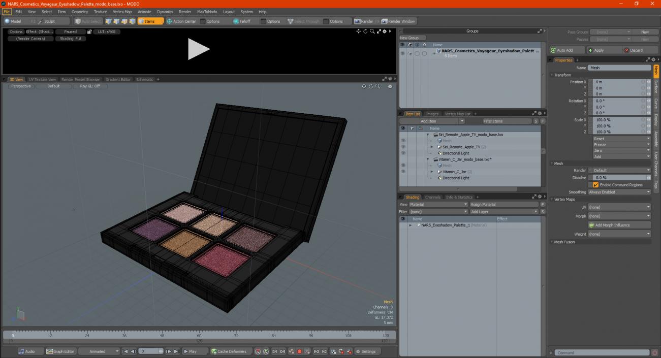 3D NARS Cosmetics Voyageur Eyeshadow Palette