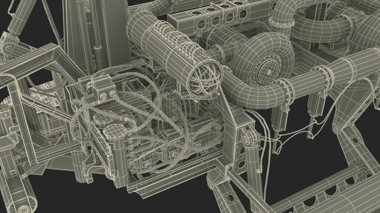 3D Subsea Pipeline Trencher Rigged