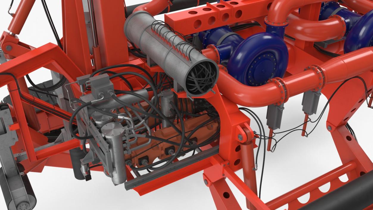 3D Subsea Pipeline Trencher Rigged