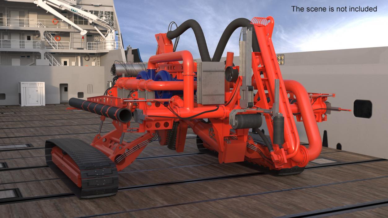 3D Subsea Pipeline Trencher Rigged