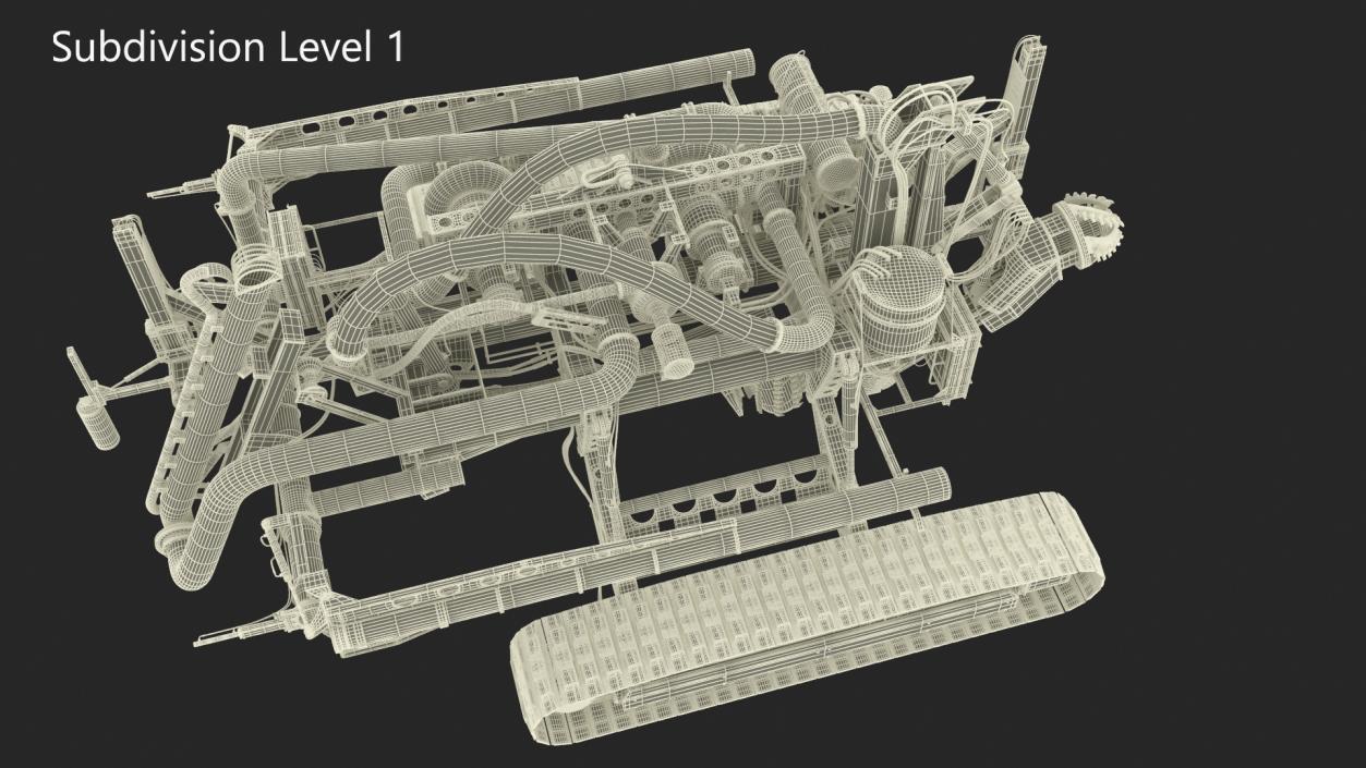 3D Subsea Pipeline Trencher Rigged