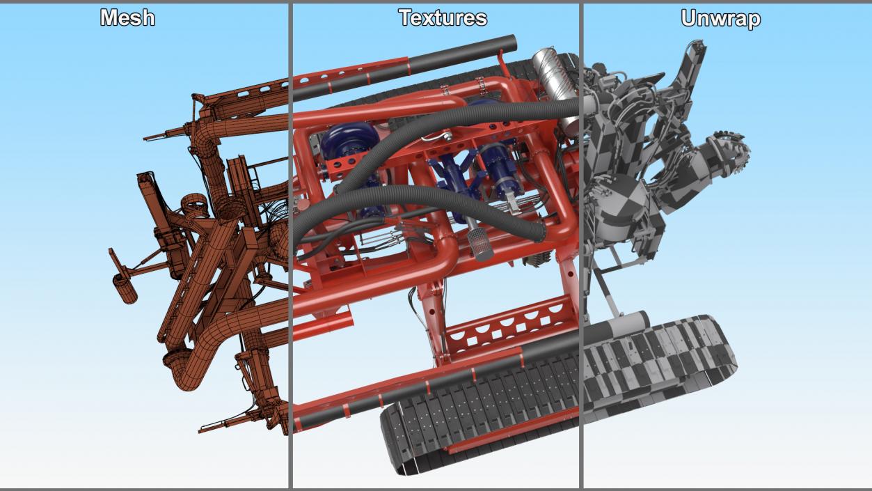 3D Subsea Pipeline Trencher Rigged