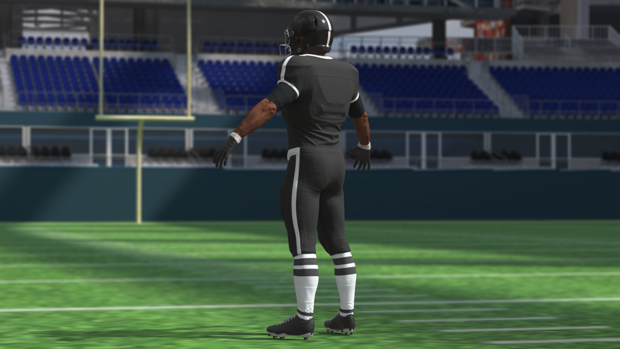 3D model Black Uniform Black Man Football Player Rigged for Cinema 4D