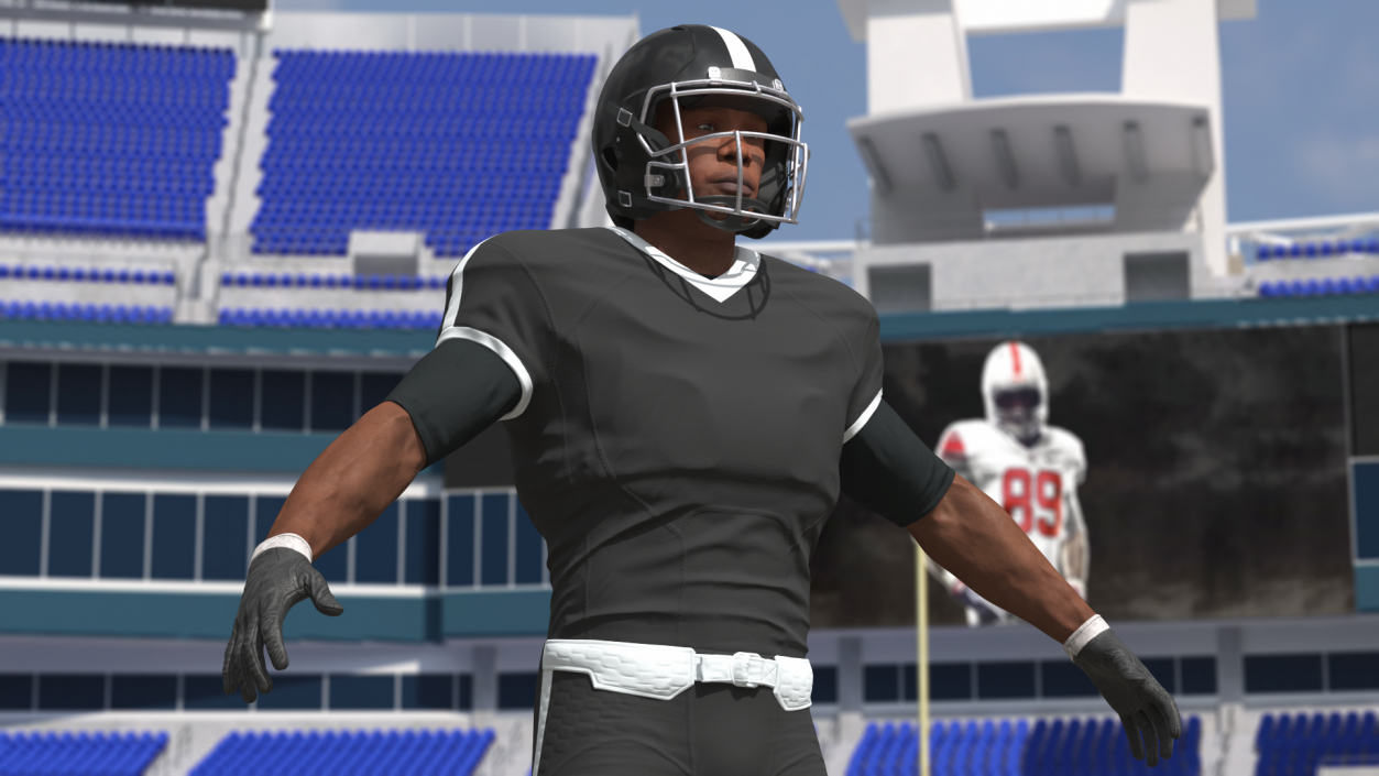 3D model Black Uniform Black Man Football Player Rigged for Cinema 4D