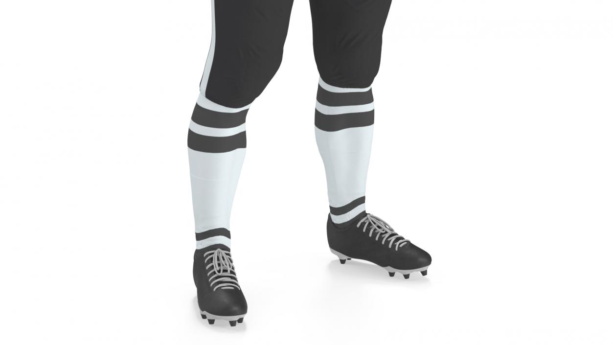 3D model Black Uniform Black Man Football Player Rigged for Cinema 4D