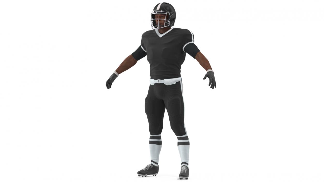 3D model Black Uniform Black Man Football Player Rigged for Cinema 4D