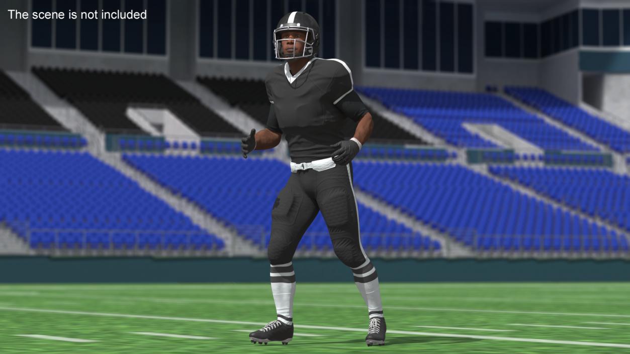 3D model Black Uniform Black Man Football Player Rigged for Cinema 4D