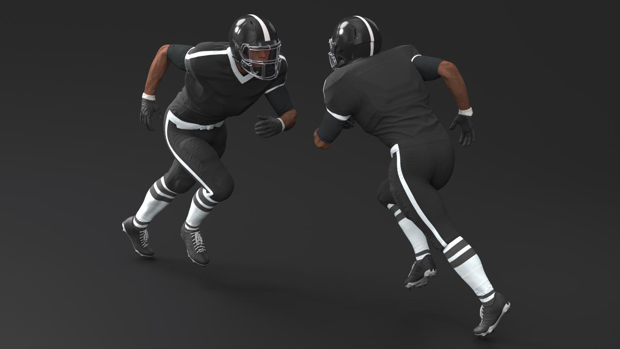 3D model Black Uniform Black Man Football Player Rigged for Cinema 4D