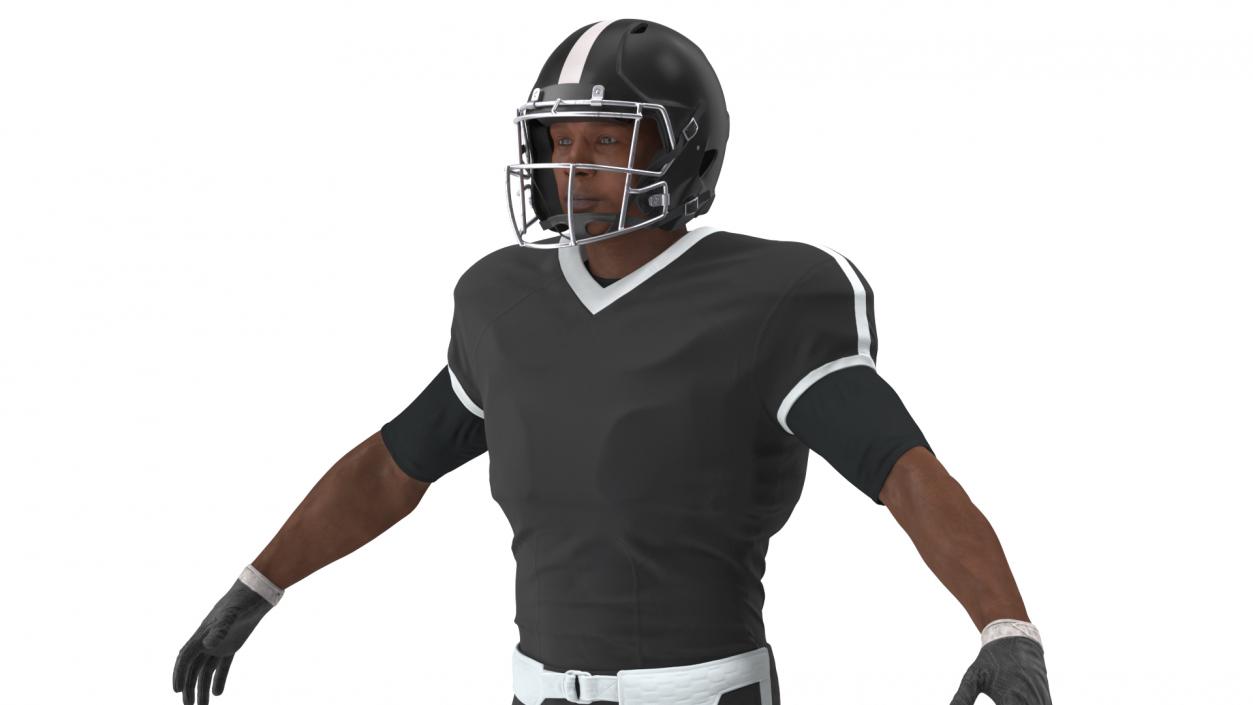 3D model Black Uniform Black Man Football Player Rigged for Cinema 4D