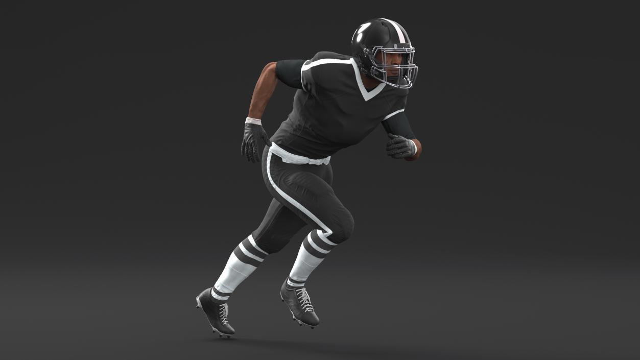 3D model Black Uniform Black Man Football Player Rigged for Cinema 4D