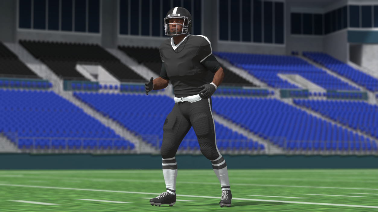 3D model Black Uniform Black Man Football Player Rigged for Cinema 4D