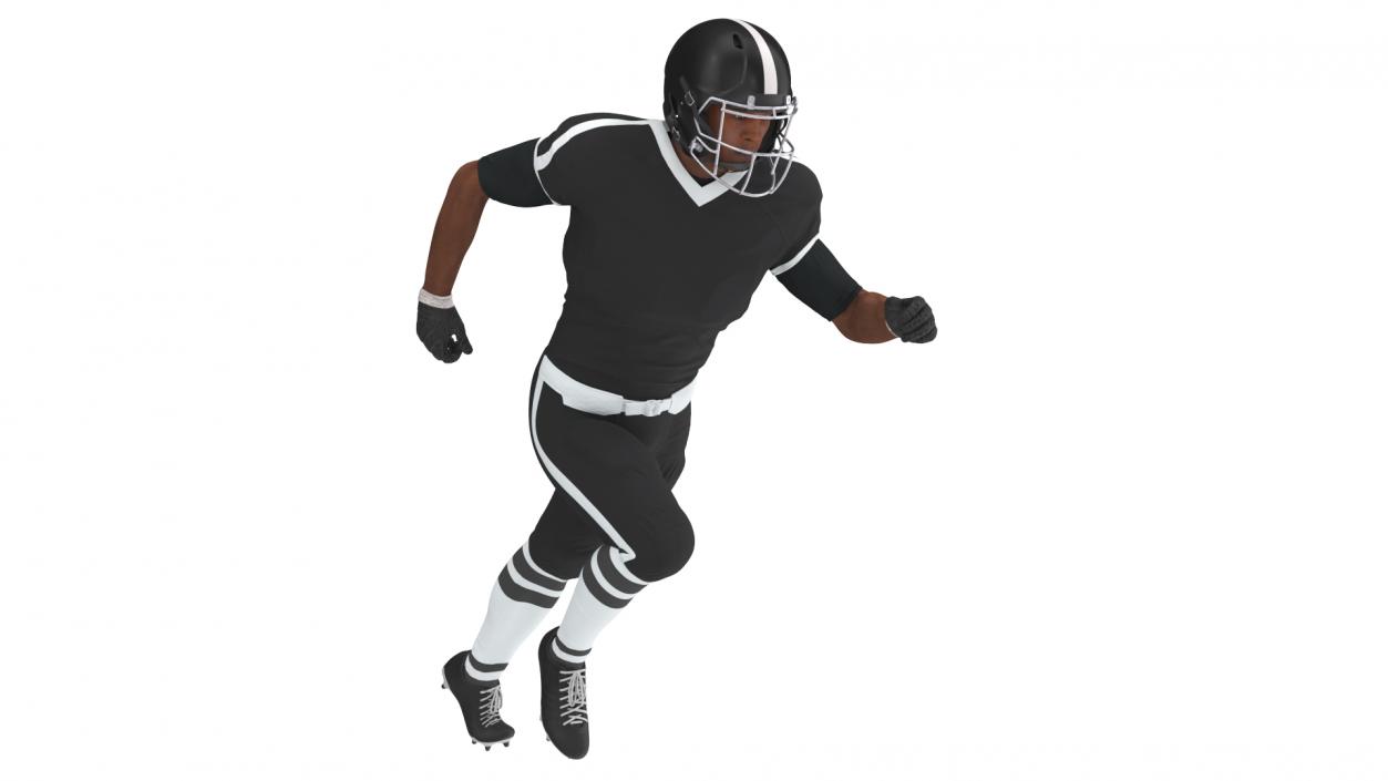 3D model Black Uniform Black Man Football Player Rigged for Cinema 4D