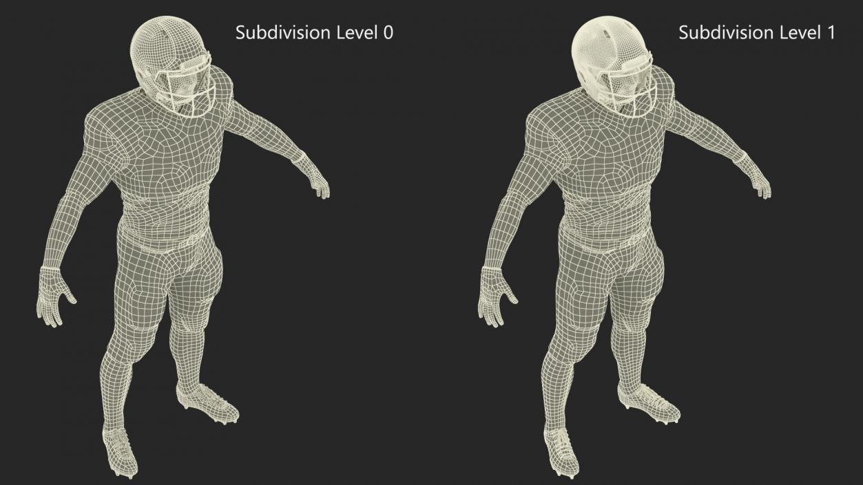 3D model Black Uniform Black Man Football Player Rigged for Cinema 4D