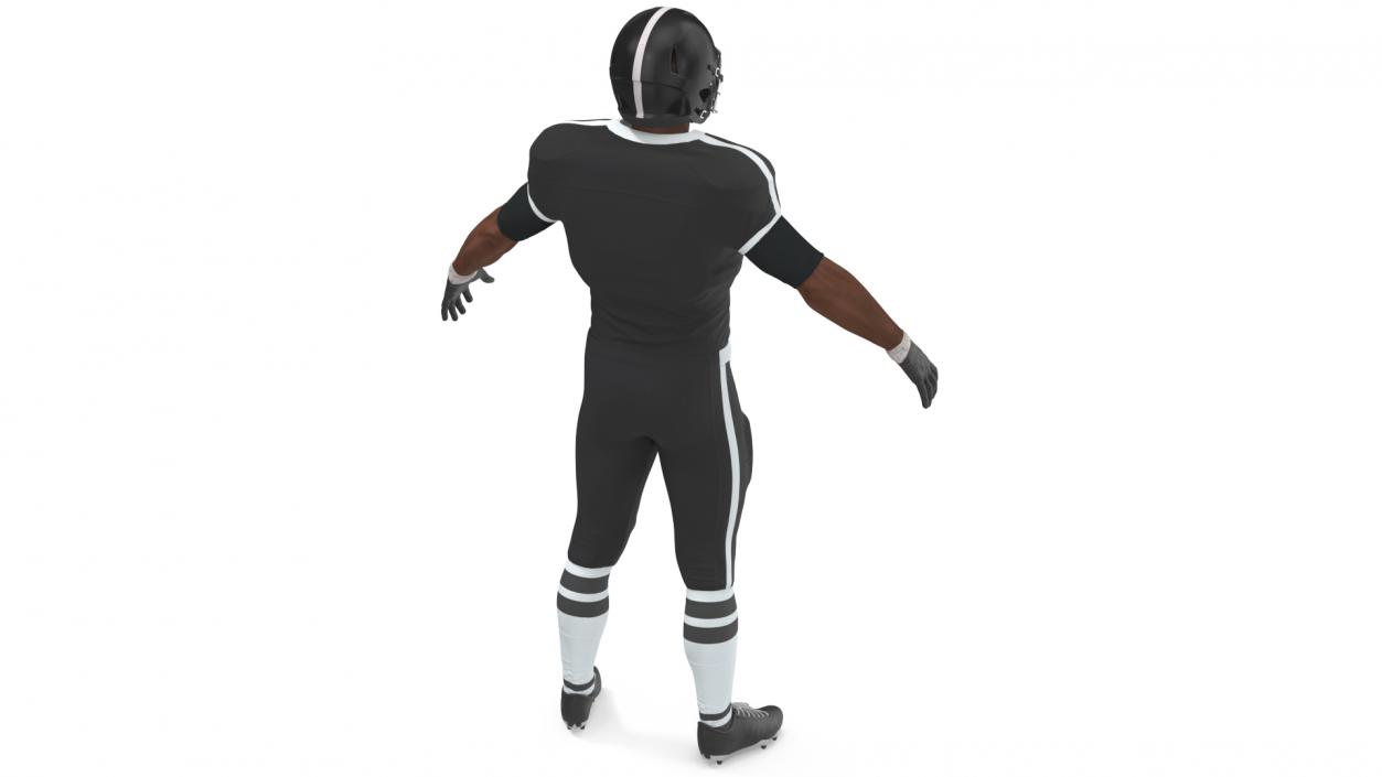 3D model Black Uniform Black Man Football Player Rigged for Cinema 4D