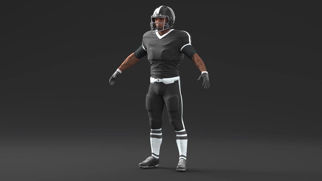 3D model Black Uniform Black Man Football Player Rigged for Cinema 4D