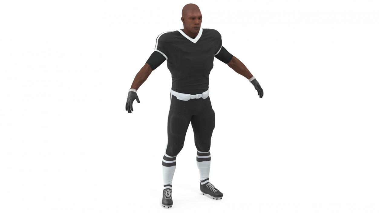 3D model Black Uniform Black Man Football Player Rigged for Cinema 4D