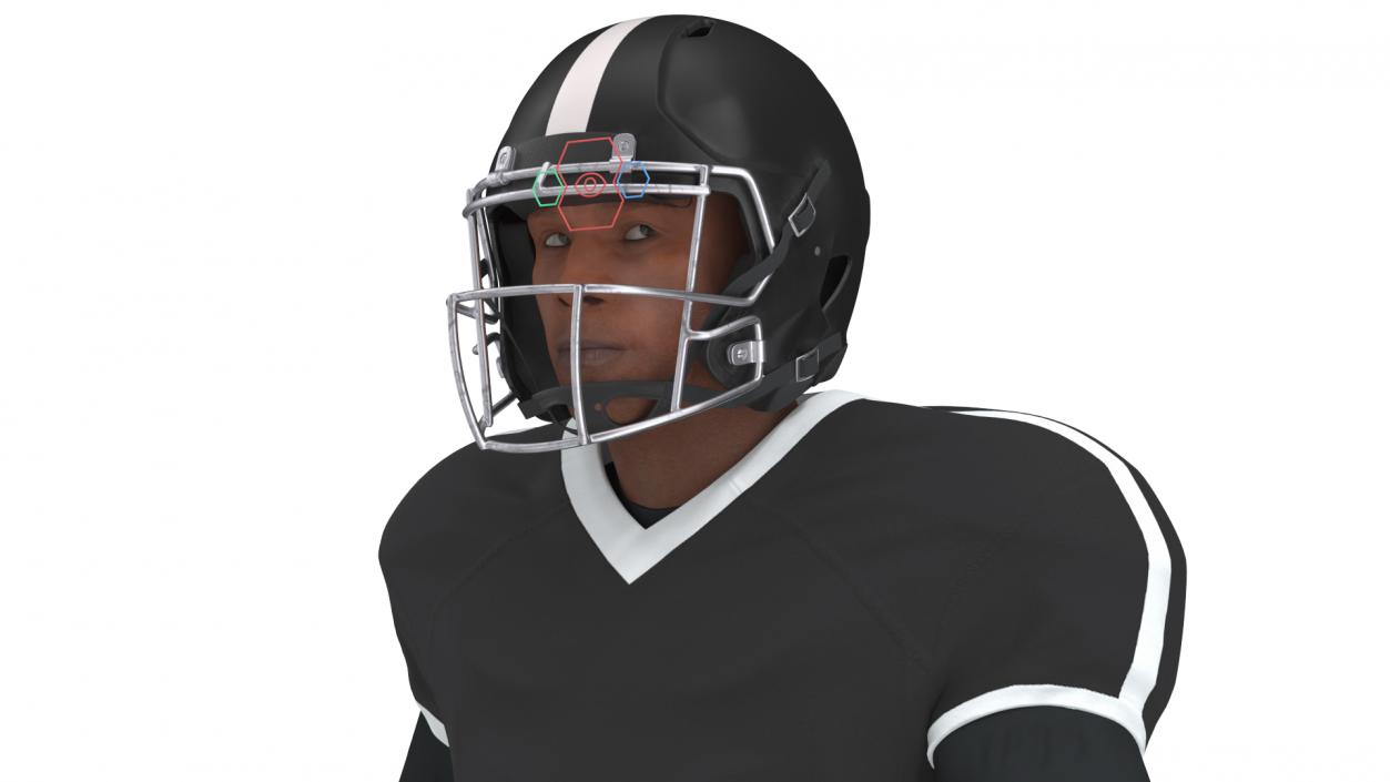 3D model Black Uniform Black Man Football Player Rigged for Cinema 4D