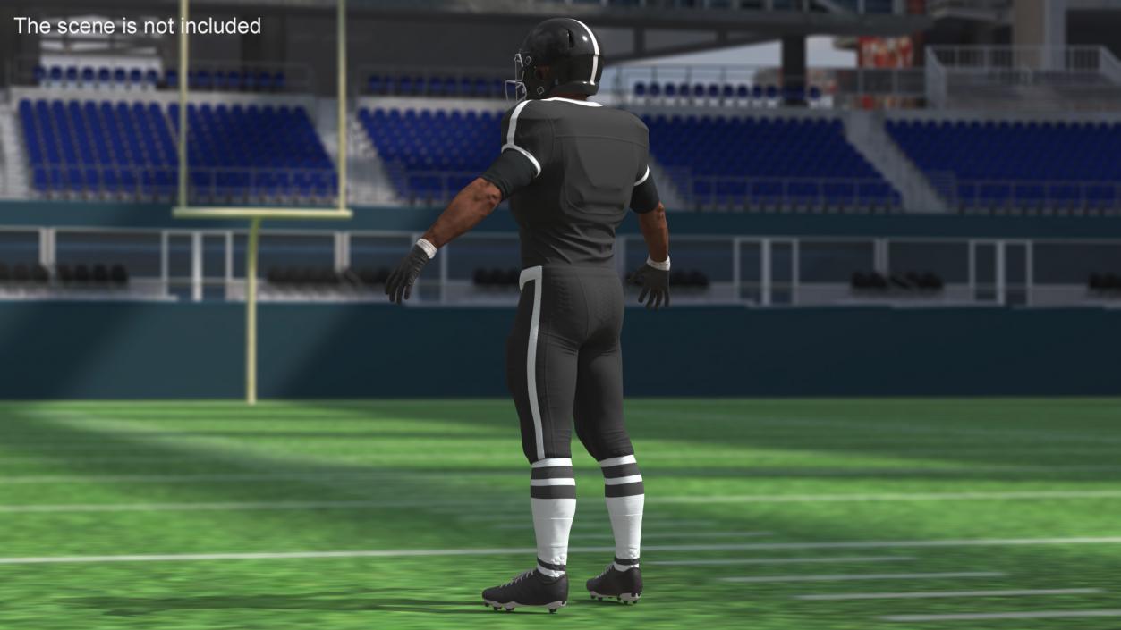 3D model Black Uniform Black Man Football Player Rigged for Cinema 4D