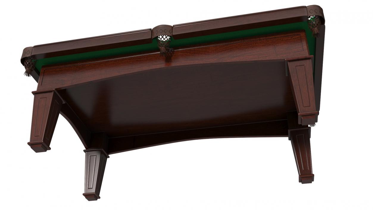 3D Billiard Table with Balls and Cue model