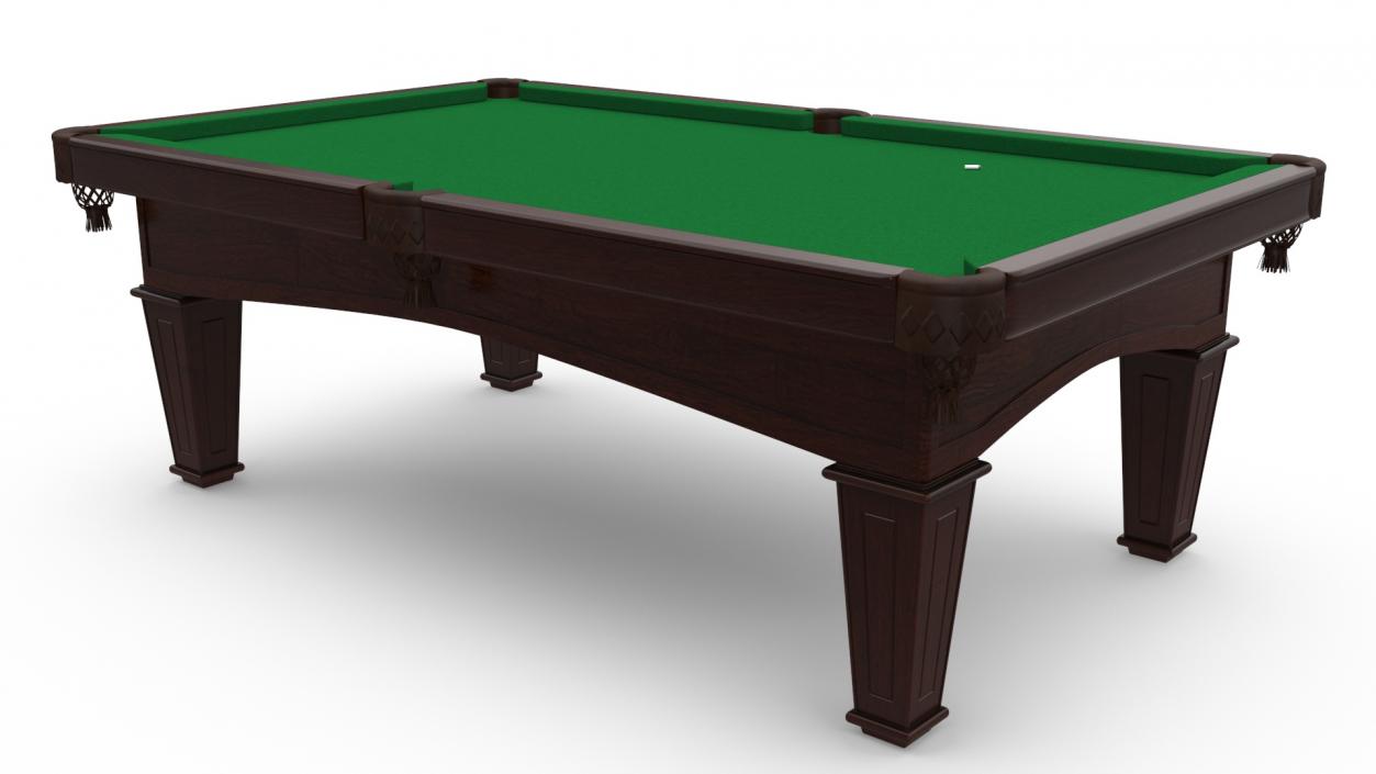 3D Billiard Table with Balls and Cue model