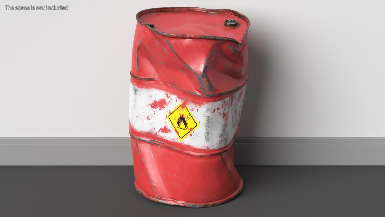 3D model Heavy Damaged Crude Oil Barrel