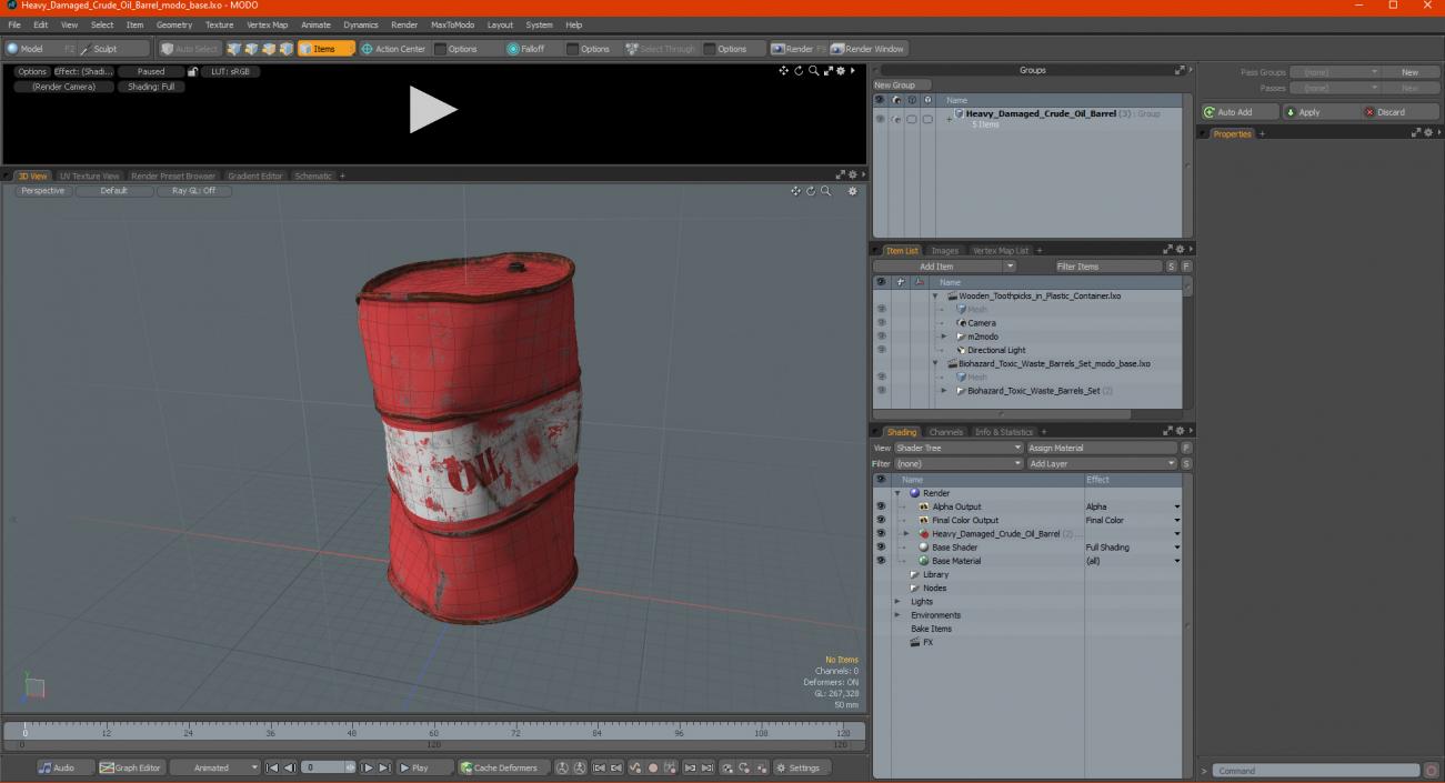 3D model Heavy Damaged Crude Oil Barrel