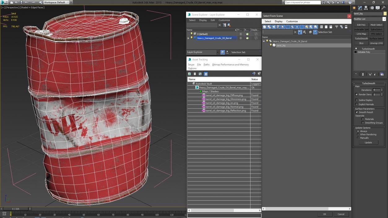 3D model Heavy Damaged Crude Oil Barrel