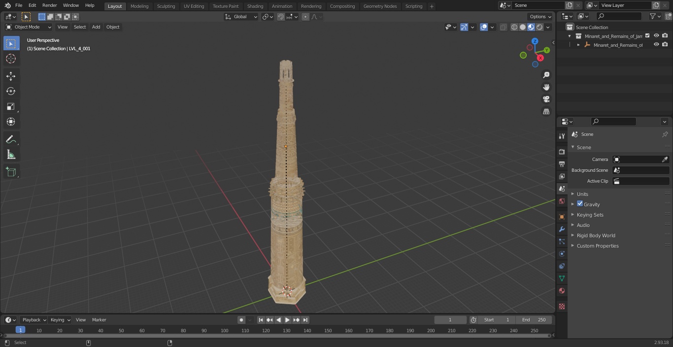 3D Minaret and Remains of Jam UNESCO model