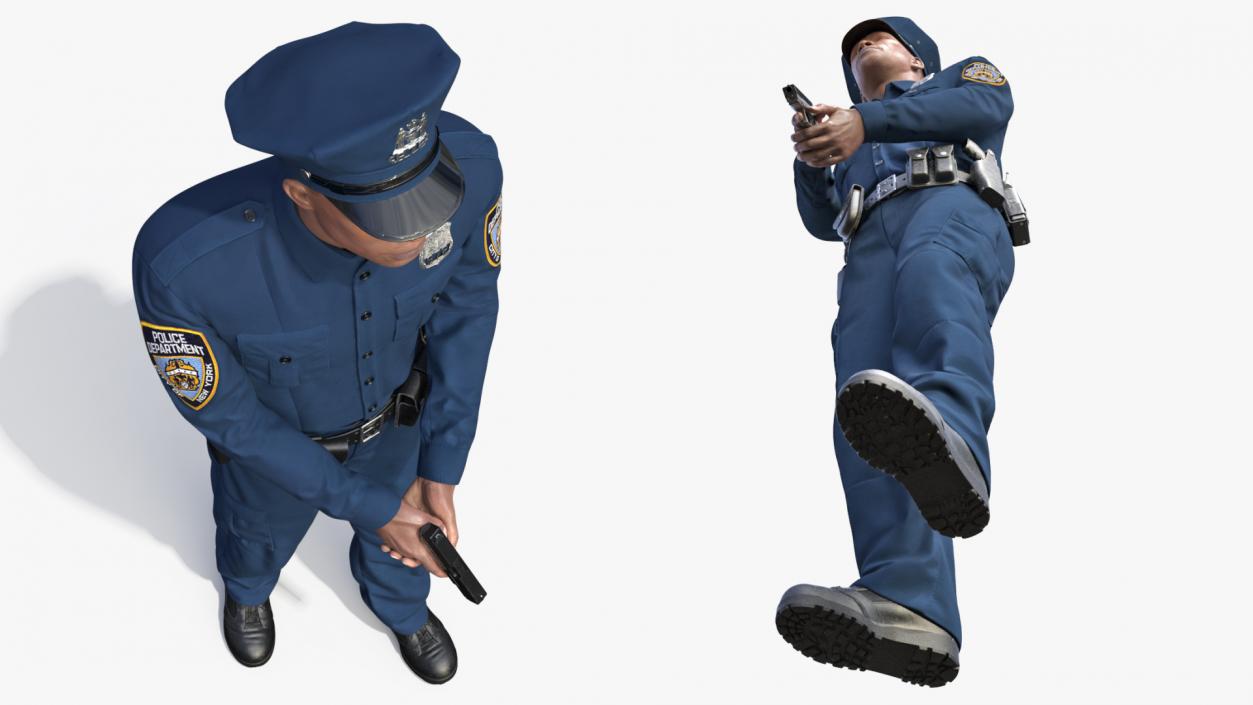 3D African American NYPD Cop Rigged Fur