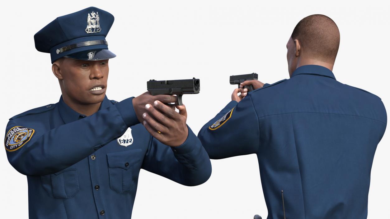 3D African American NYPD Cop Rigged Fur