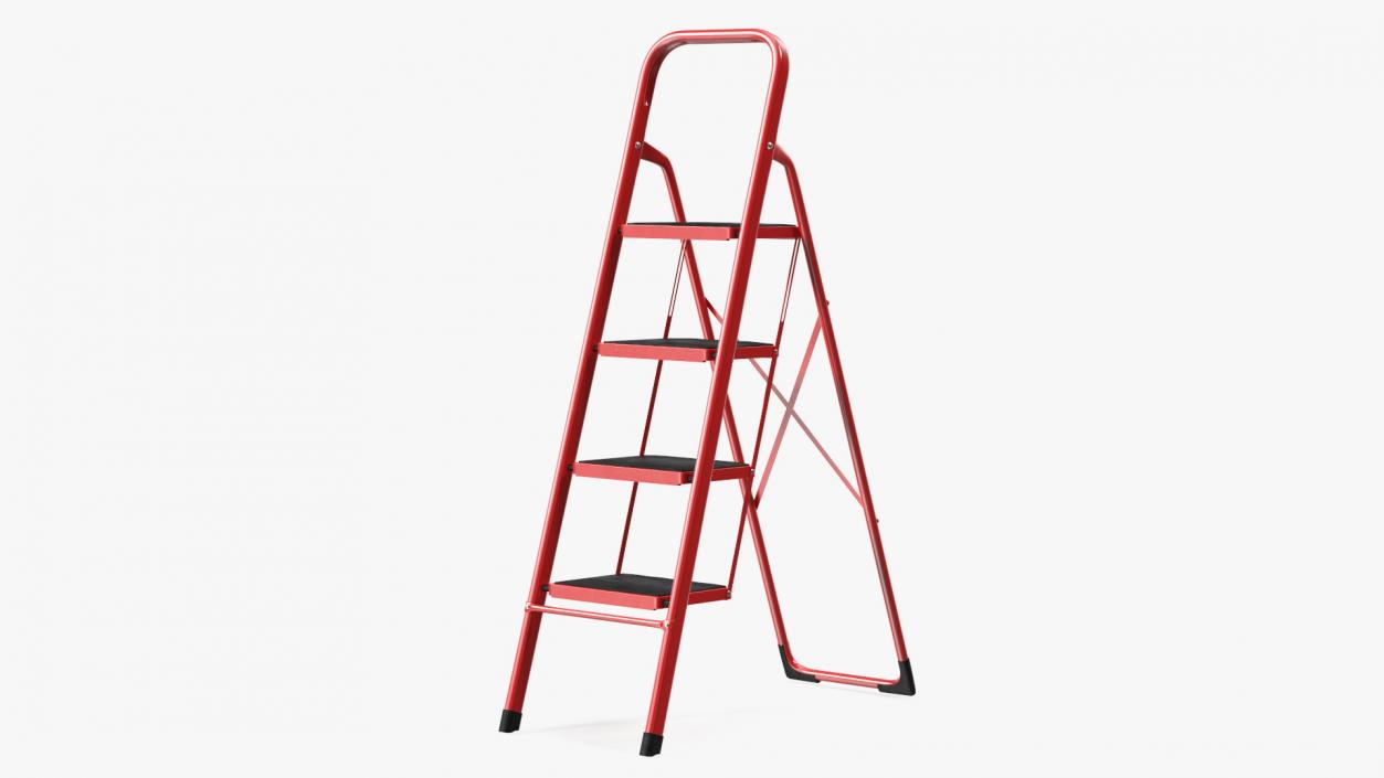 3D 4 Step Ladder for Home Folded Rigged