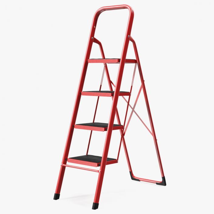 3D 4 Step Ladder for Home Folded Rigged