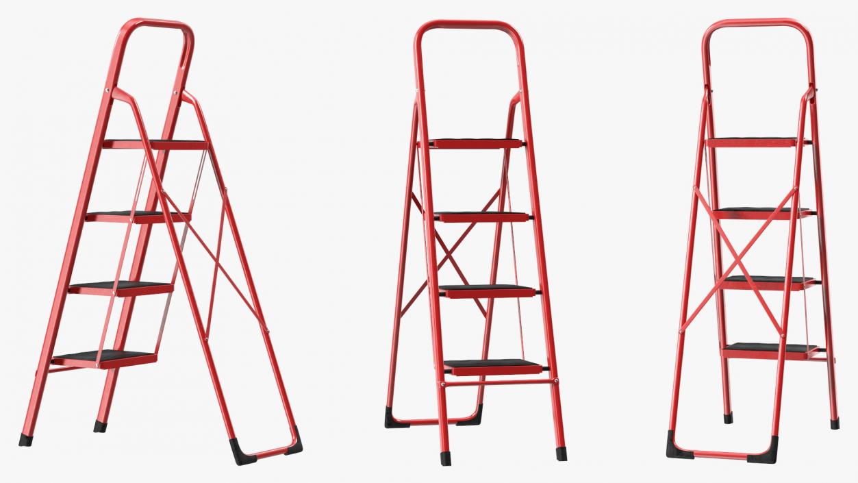 3D 4 Step Ladder for Home Folded Rigged