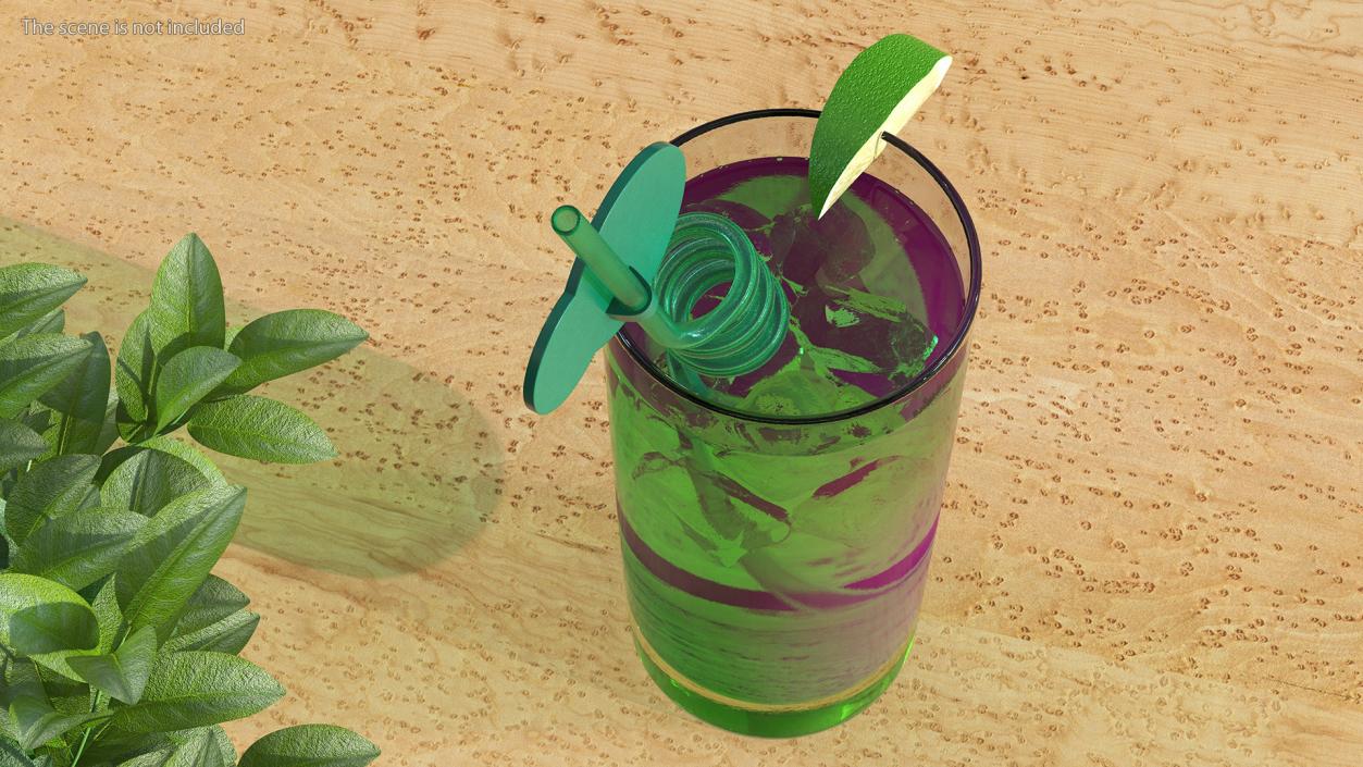 3D Cocktail with Fruit Plastic Straw model