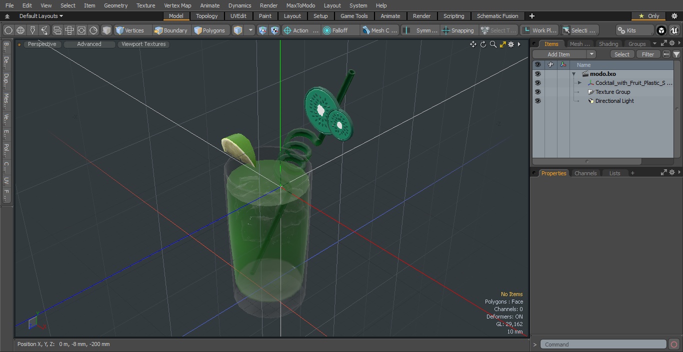 3D Cocktail with Fruit Plastic Straw model