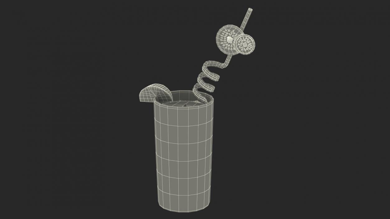 3D Cocktail with Fruit Plastic Straw model