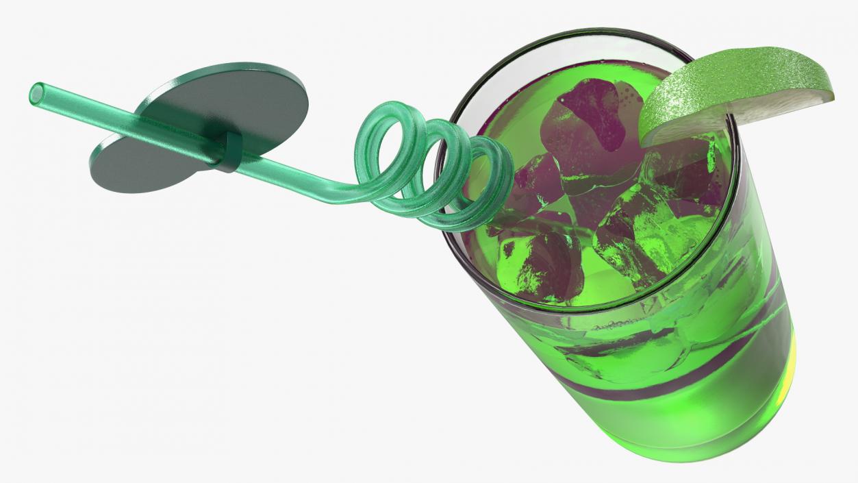 3D Cocktail with Fruit Plastic Straw model