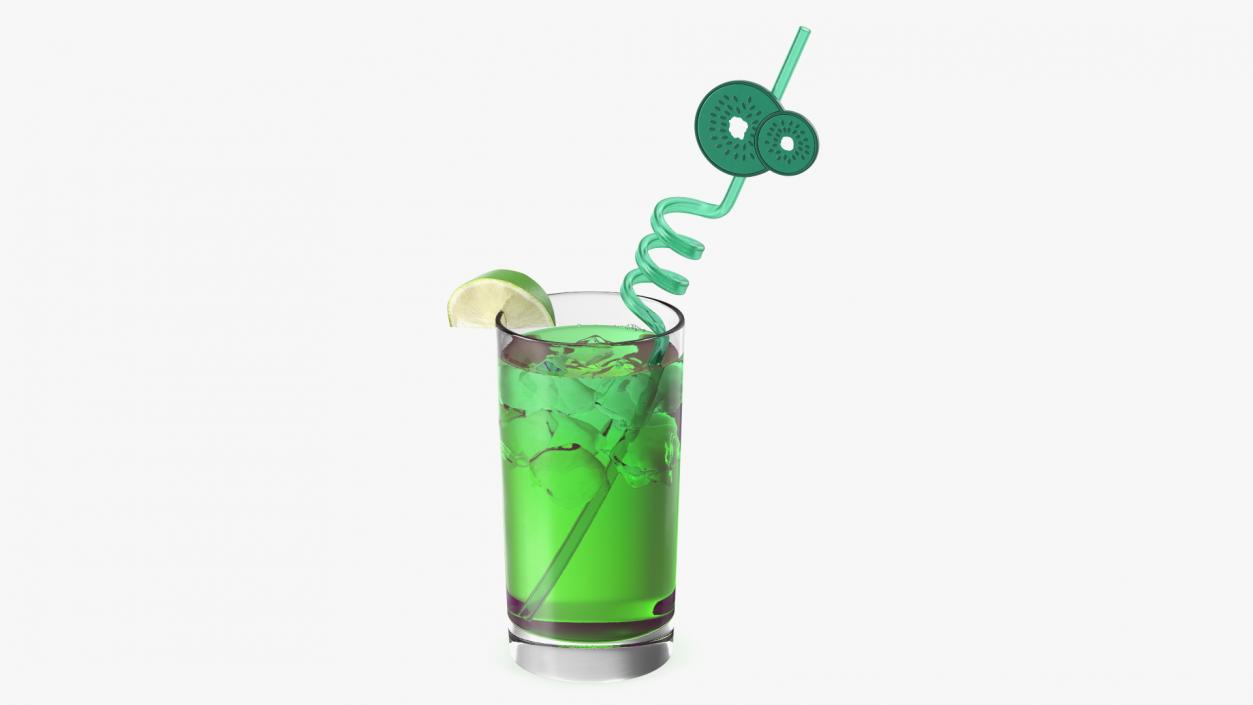 3D Cocktail with Fruit Plastic Straw model