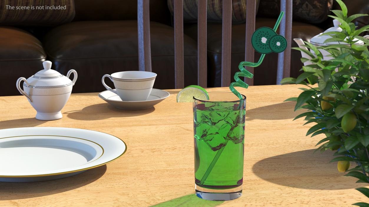 3D Cocktail with Fruit Plastic Straw model