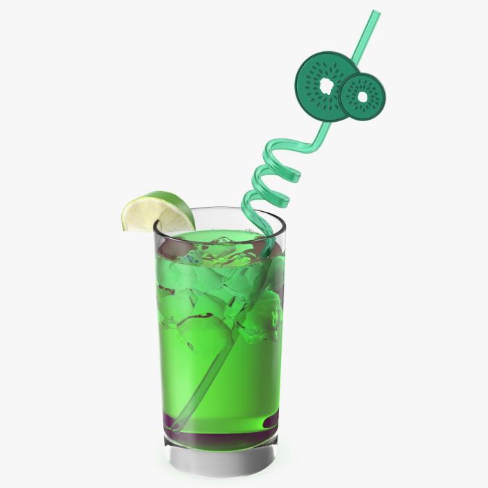 3D Cocktail with Fruit Plastic Straw model